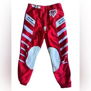 VTG HALLMAN USA Tech 4 Red Moto Racing Pants Genuine Leather Sz 34 Made In Italy